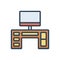 Color illustration icon for Desk, table and bureaux