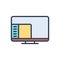 Color illustration icon for Desktop System, desktop and electronic