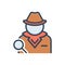 Color illustration icon for detective, sleuth and hacker