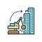 Color illustration icon for Dismantling, building and demolition