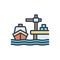 Color illustration icon for Dock, marine and port