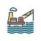 Color illustration icon for Drilling Rig, platform and exploration