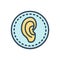 Color illustration icon for Ear, hear and listen