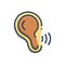 Color illustration icon for Ear recognition, hear and listen