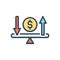 Color illustration icon for Economic, balance and financial