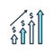 Color illustration icon for Economic Investment, graph and progress