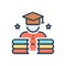 Color illustration icon for Educated, literate and reading