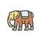 Color illustration icon for Elephant, animal and huge