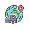 Color illustration icon for elsewhere, navigation and map location