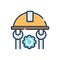 Color illustration icon for Engineer, tool and machinist