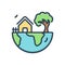 Color illustration icon for Environments, atmosphere and habitat
