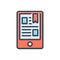 Color illustration icon for Ereader, bookmark and digital