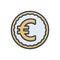 Color illustration icon for Euro, exchange and currency