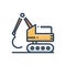 Color illustration icon for Excavator, construction and bulldozer