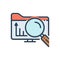 Color illustration icon for Exploratory, explorative and research