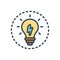 Color illustration icon for Extremely, bulb and creative