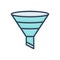 Color illustration icon for Filtering, funnel and filtration