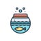 Color illustration icon for Fish Inside The Bowl, fishbowl and aquariums