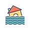 Color illustration icon for Flood, deluge and overflow