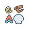 Color illustration icon for Fossil, relic and skeleton