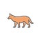 Color illustration icon for Fox, omnivores and tail