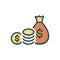 Color illustration icon for Funding, finance and cash