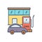 Color illustration icon for Gas station, fuel and petrol