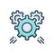 Color illustration icon for Gear, mechanism and development