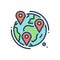 Color illustration icon for Geotracking, locations and gps