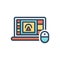 Color illustration icon for Graphic, pictorial and monitor