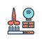 Color illustration icon for Hairdresser, tools and modern