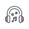 Color illustration icon for Head Phones, head and earphone