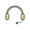 Color illustration icon for Headphone, earphone and mike