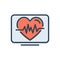 Color illustration icon for Heartbeat, life and heart