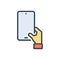 Color illustration icon for Holdings, phone and hold