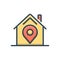 Color illustration icon for Home location, business and map