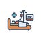 Color illustration icon for Hospitalization, patient and healthcare