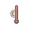 Color illustration icon for Hot, accuracy and celsius