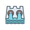 Color illustration icon for Hydro Power, dam and water
