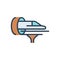 Color illustration icon for Hyperloop, train and passenger