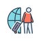 Color illustration icon for Immigrant, travel and migrant