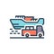 Color illustration icon for Import, ship and harbor