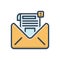 Color illustration icon for Inbox Message, notification and communication