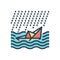 Color illustration icon for Inefficiencies, ship and wave