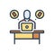 Color illustration icon for Insist, work and desk