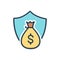 Color illustration icon for insurance, guarantee and wealth