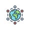 Color illustration icon for Internet, globalization and networking