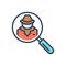 Color illustration icon for Investigators, detective and search