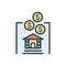 Color illustration icon for Investment, finances and mortgage