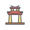 Color illustration icon for Japan, building and location